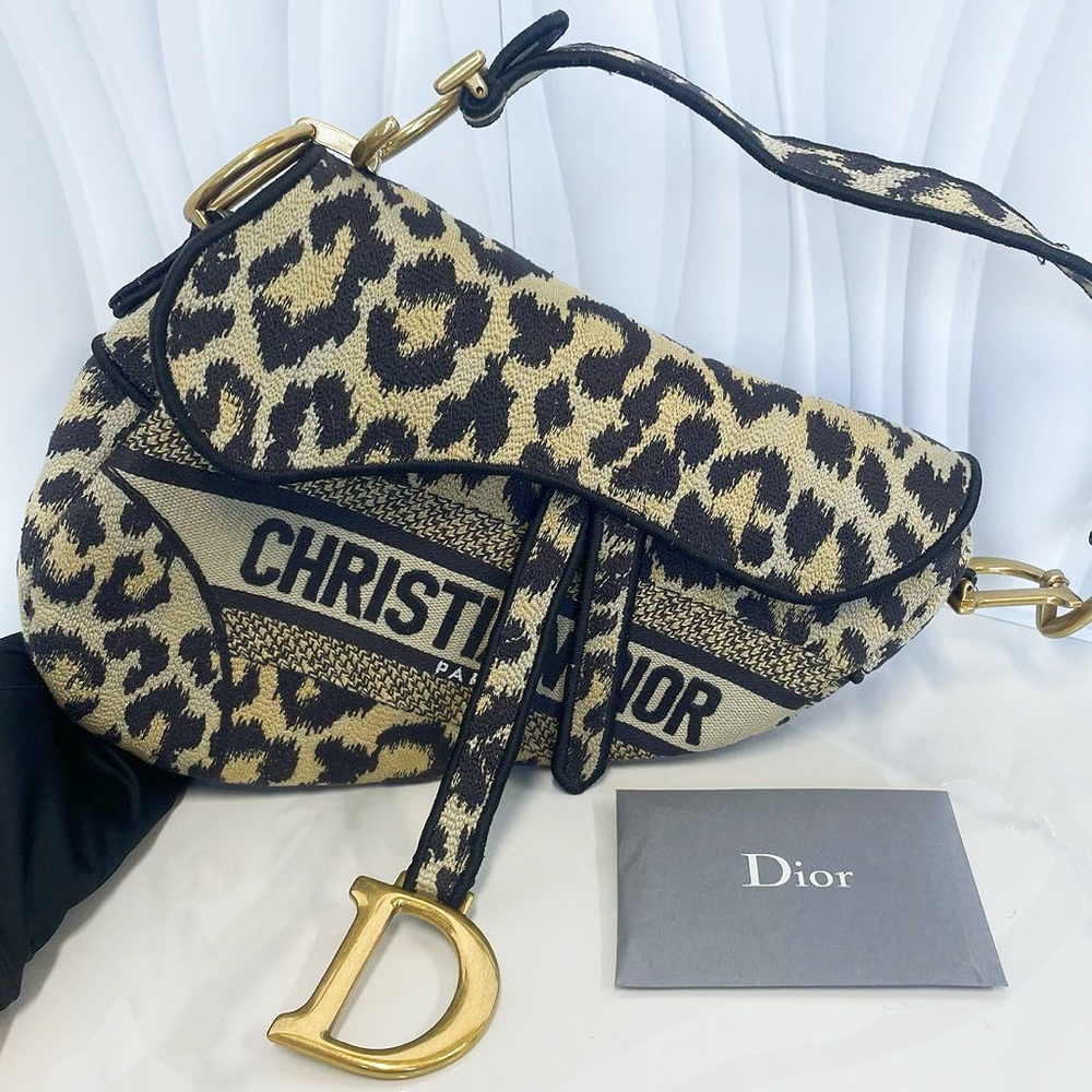 Dior Leopard Multicolor Mizza Embroidery Saddle Bag - Picture 1 of 11